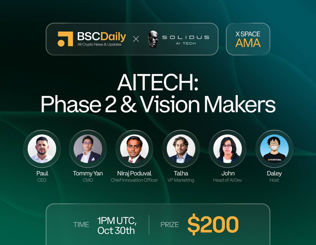 Join our Spaces AMA with <a href="/AITECHio/">AITECH</a> - Getting to know AITECH's Phase 2 and Vision Makers 

📍 Venue: x.com/i/spaces/1nAKE…

🗓 October 30th, 13:00 UTC

💰$200 #Giveaways ⬇️

1️⃣ Follow <a href="/AITECHio/">AITECH</a> 
2️⃣ Ask questions on X!
3️⃣ Like &amp; RT

#Sponsored