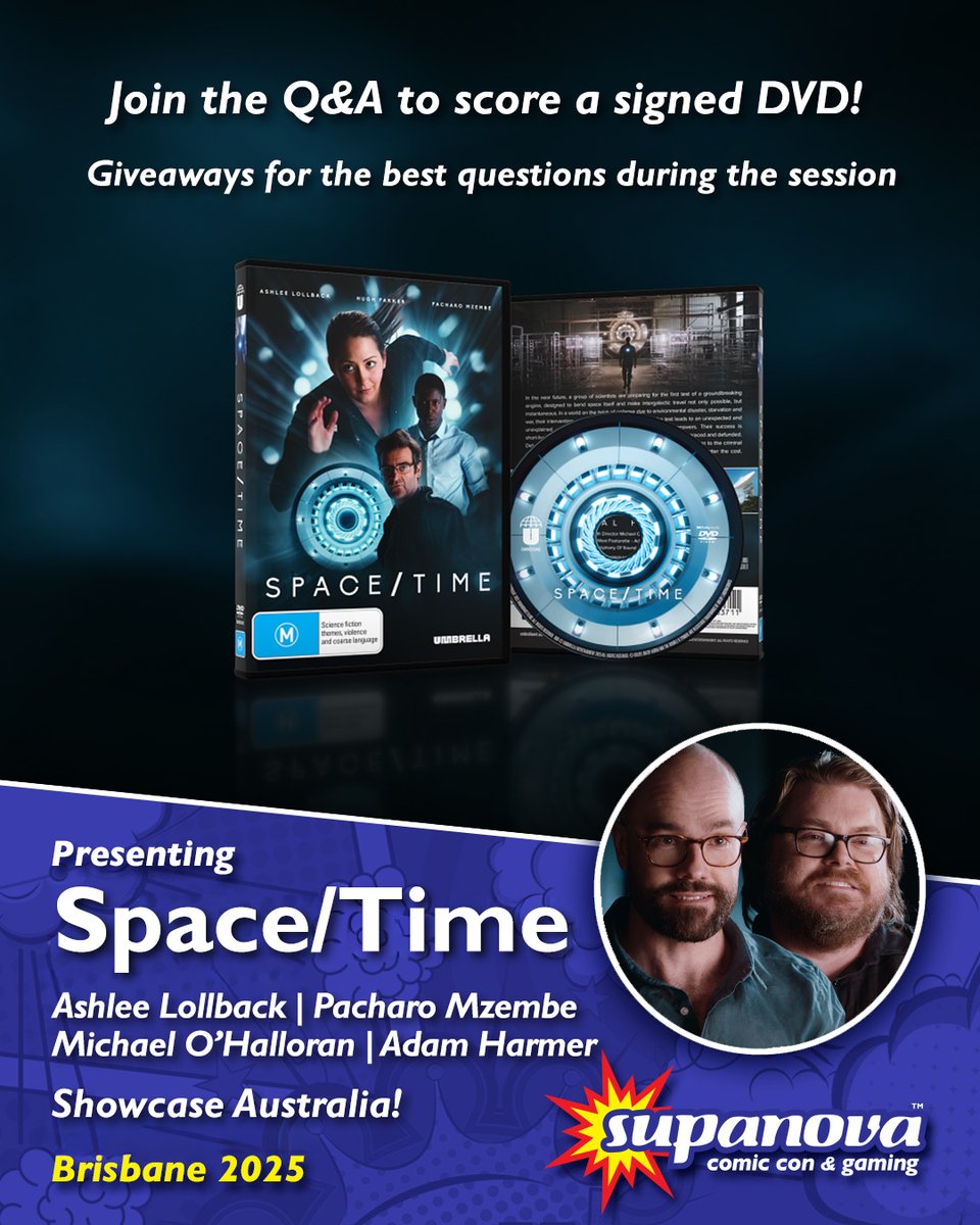 We’re heading to <a href="/SupanovaExpo/">Supanova Comic Con & Gaming 💥</a> Brisbane! Catch the <a href="/spacetimemovie/">Space/Time</a> cast and crew for a special Q&amp;A session.

📅 Friday 7 November
🕑 2:00pm
📍 Supanova Seminars Stage

Bring your best questions and you could score a signed DVD!

#spacetimemovie #supanova #brisbane #scifi #bts