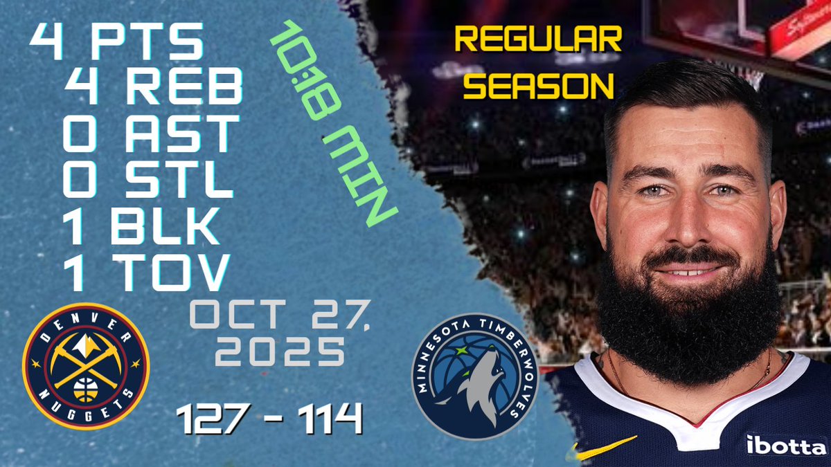 NBAPlayersHigh's tweet image. Jonas Valančiūnas Stats For REGULAR SEASON Game vs TIMBERWOLVES 27-10-2025 youtu.be/ZWrLnu8YxZc

#JonasValančiūnas #Jonas #Valančiūnas #nba #nbahighlights #basketball #denver #nuggets #nuggets #denvernuggets
