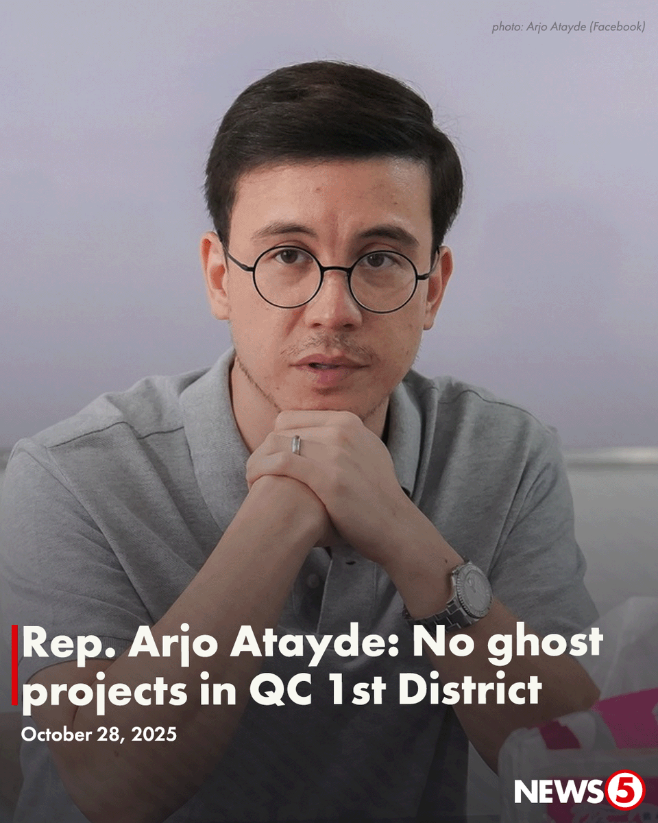 News5PH's tweet photo. 'WALANG MULTO SA DISTRITO UNO'

Pinabulaanan ni Quezon City 1st District Rep. Arjo Atayde ang pagkakaroon umano ng ghost infrastructure projects sa kaniyang distrito.

Sinabi ito ng kongresista kasunod ng pag-inspeksyon sa pito umanong ghost flood control at drainage projects sa kanilang lugar. Aniya, kumpleto o nagpapatuloy ang mga proyekto, may maayos na documentation, tamang coordinates, at photographic evidence.

"Sana po bago magbintang, bago magturo, sana i-verify naman nila ang info nila. We all want to end corruption and to jail the corrupt, but we won't succeed in our battle against corruption if we punish the wrong people," ayon kay Atayde.
