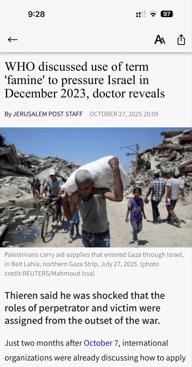In case you are still in doubt about the agenda, corruption and deep hatred for Israel among world leading NGOs like WHO: Just two months after October 7, international organizations were already discussing how to apply the term “famine” to the situation in Gaza.

This was