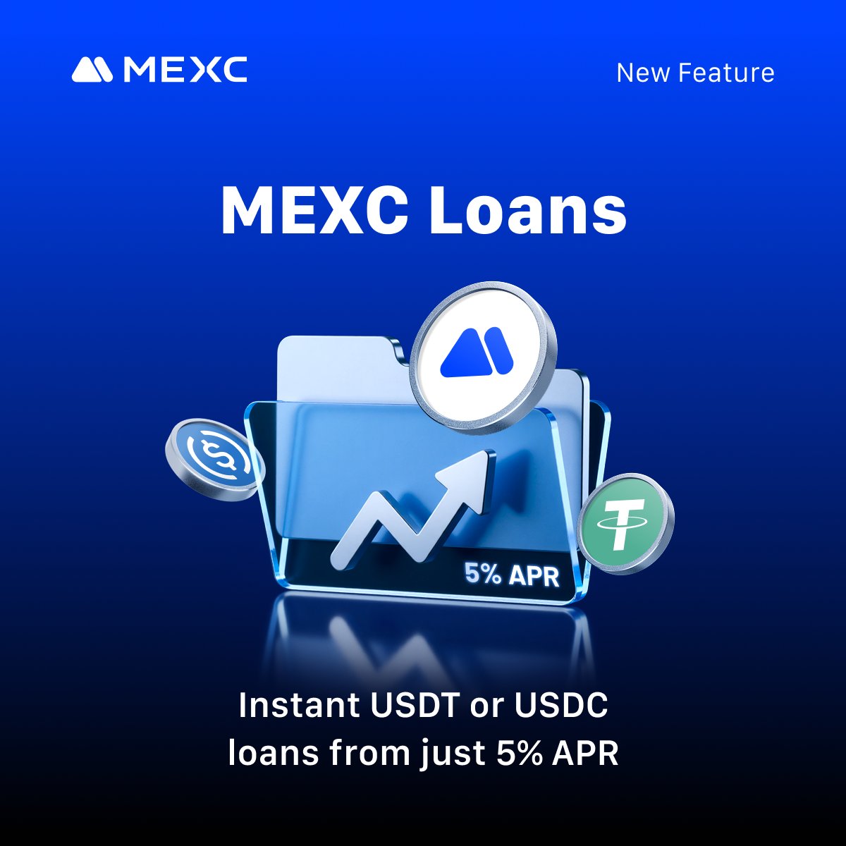 💎 You can now pledge your $BTC to borrow $USDT or $USDC on MEXC Loans! 

Enjoy rates from just 5% APR. No need to sell your Bitcoin to unlock liquidity.  

👉 Learn more: mexc.com/mx-activity/lo…