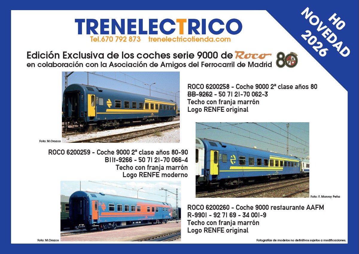 COLABORACIÓN AAFM-TRENELECTRICO | EDICIÓN ESPECIAL SERIE 9000

🚂🎉 Junto con TRENELECTRICO, lanzamos una edición especial de coches 9000 de Roco por nuestro 80.º aniversario 

¡Hazte con el tuyo!

ℹ️ cutt.ly/tr7gOMWA

#aafm #aafmadrid #80añosAAFMadrid #renfe9000H0