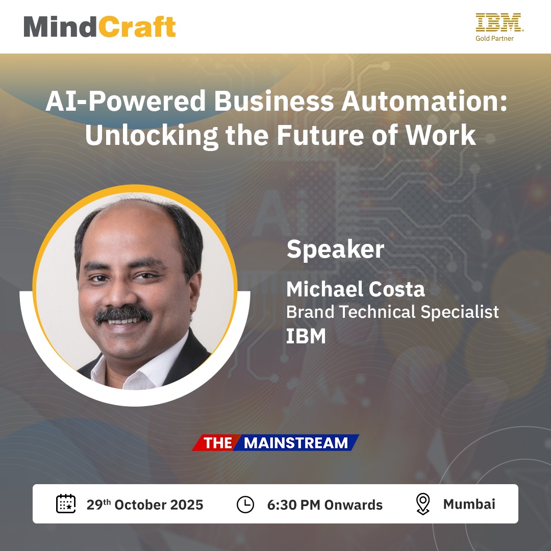 TheMainstream7's tweet image. We are excited to welcome Michael Costa, Brand Technical Specialist, IBM, as a distinguished speaker at “AI-Powered Business Automation: Unlocking the Future of Work” hosted by MindCraft and IBM in collaboration with The Mainstream.

#TheMainstream #MindCraft #IBMAutomation