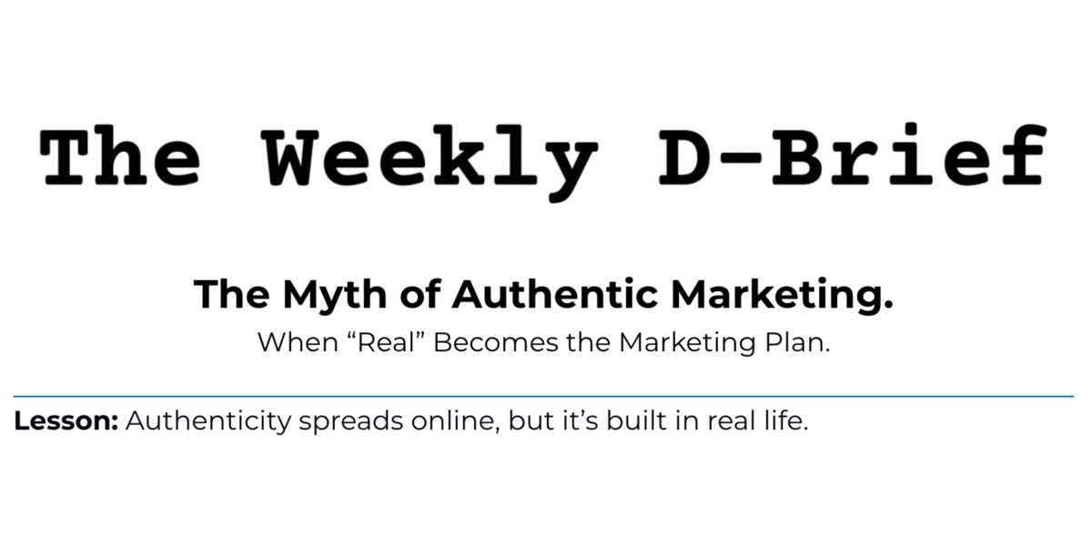 iamdevrajpatel's tweet image. Authenticity spreads online, but it’s earned offline.
Real connection doesn’t come from algorithms.
It comes from showing up naturally in conversations, in community, in culture. 
Read now on The Weekly D-Brief: theweeklydbrief.beehiiv.com/p/the-myth-of-…