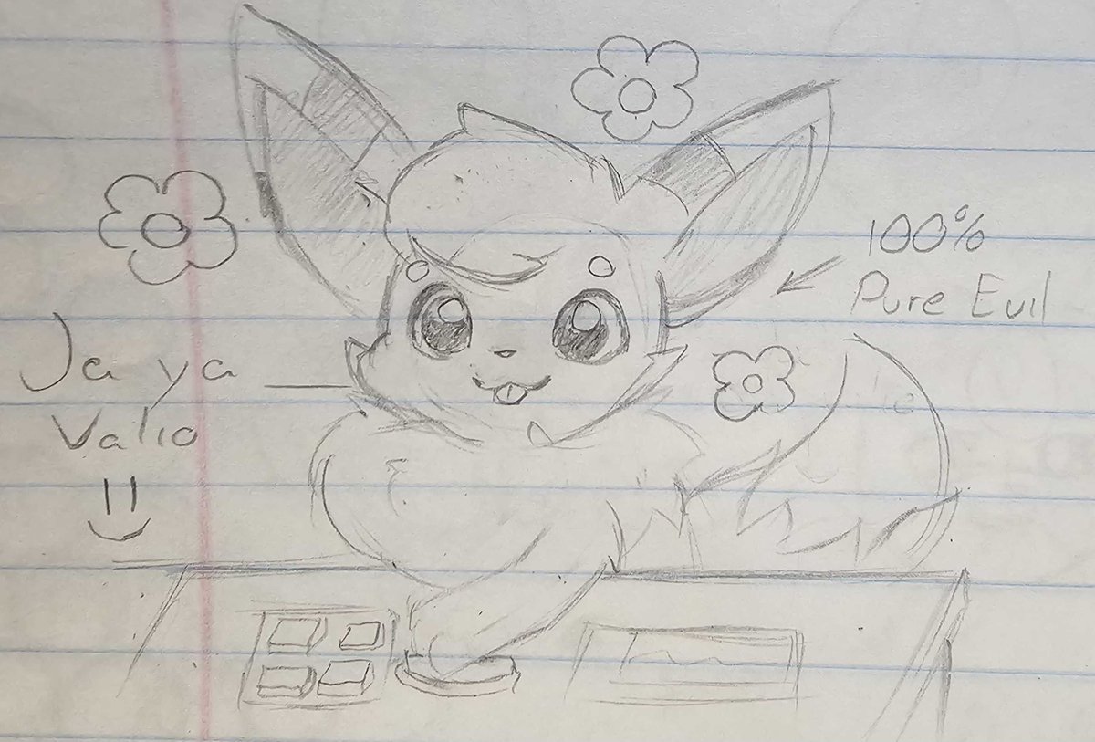 Yo bien feliz en mi nuevo trabajo en el stream de hoy (me despidieron el primer dia)

Dibujo del dani