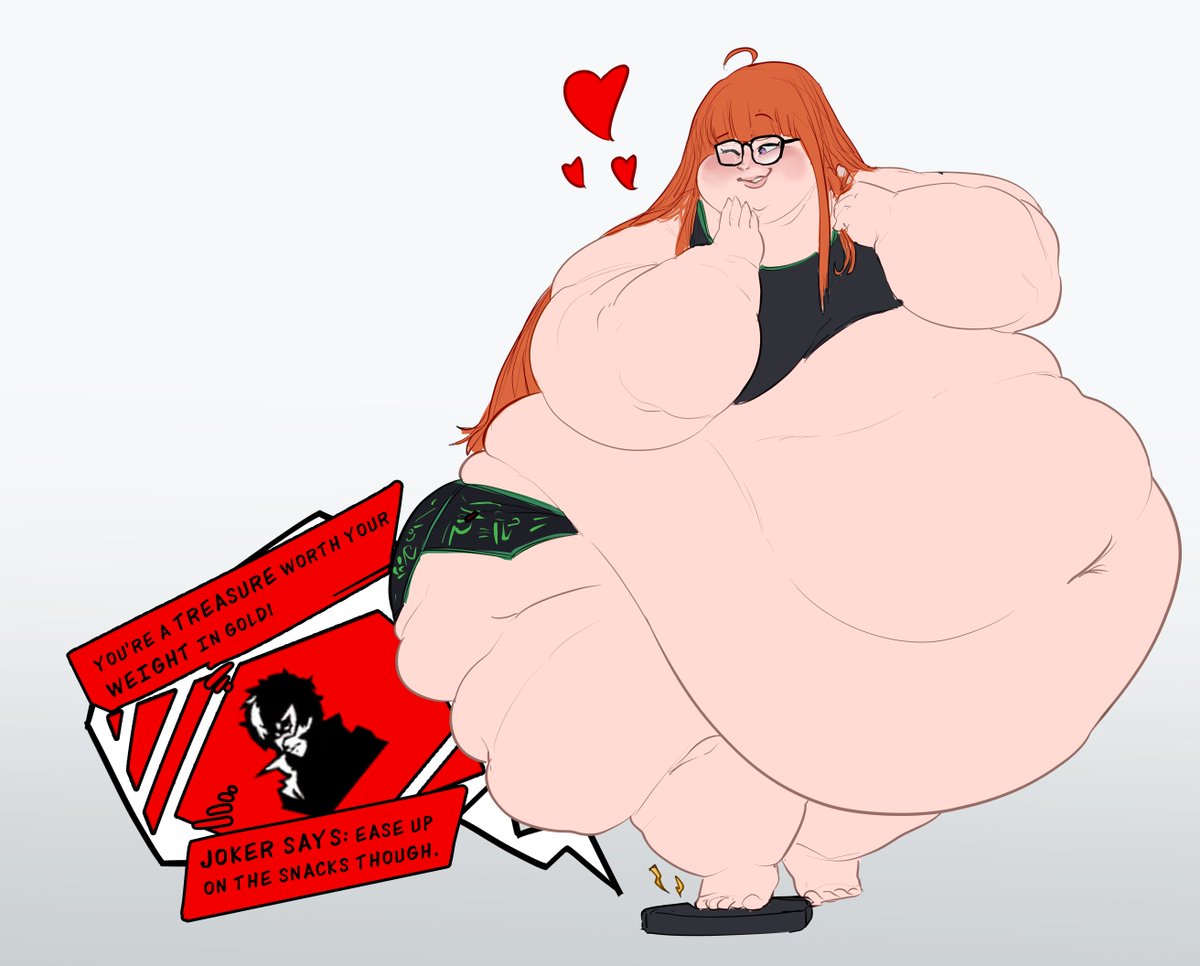 ExponentialMass's tweet photo. Releasing this from the p-other site-eon dimension, but here's a heavyweight heartthrob, Futaba, giving one of those funny Persona 5 weighing scales a try!

Commissions are open and ongoing! https://t.co/R2UFUGXX42