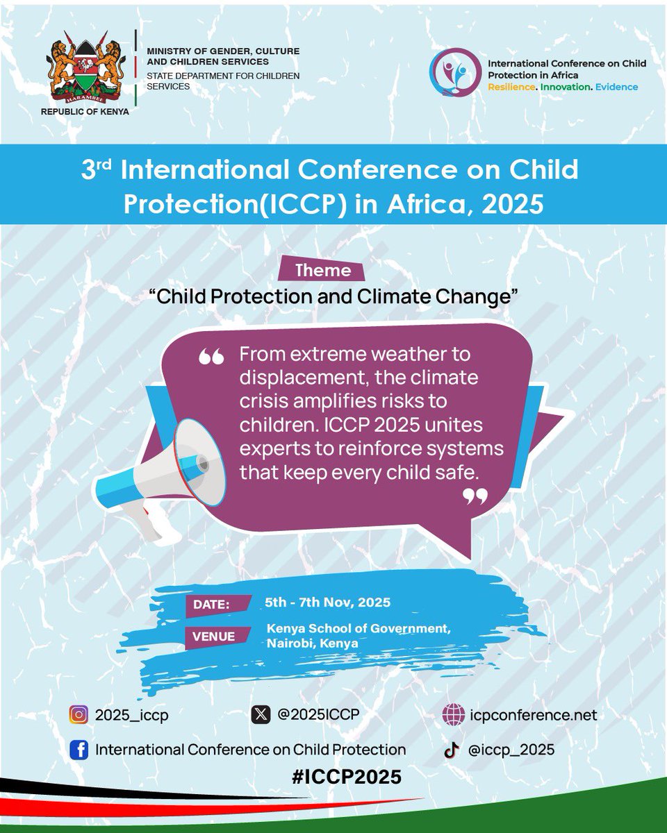 2025ICCP's tweet photo. #ICCP2025 unites global experts to champion the mission of Strengthening Child Protection in the face of climate threats. This isn't just dialogue, it's action.
👉🏼Secure your seat and shape the global response:🔗 https://t.co/sU7mrkHB0v

#ChildRights
#ClimateAction https://t.co/0qL207fmJC