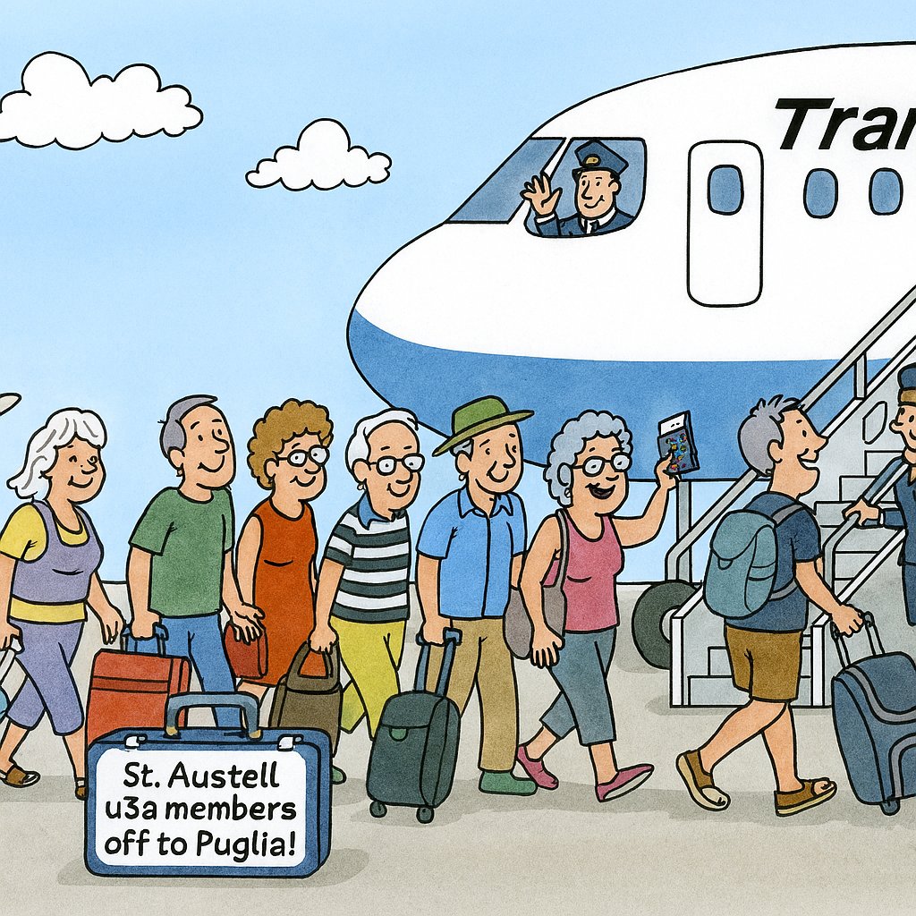 StAustellU3A's tweet image. This morning members of our Travel/Holiday Group will be leaving #gatwickairport after an overnight stay and flying to Italy. The culture, food and wine of Puglia. #u3a_uk #learnlaughlive #kernow #retirementlife #retirementliving #U3A #retirement #travel #holidayfun #holiday 😎
