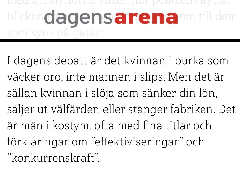 Idag finns det skäl att läsa en analys av Claes Danell, vice ordförande för LO norra Sverige, som skriver om hur kulturkriget döljer klasskriget...👇🏼
dagensarena.se/opinion/kultur…