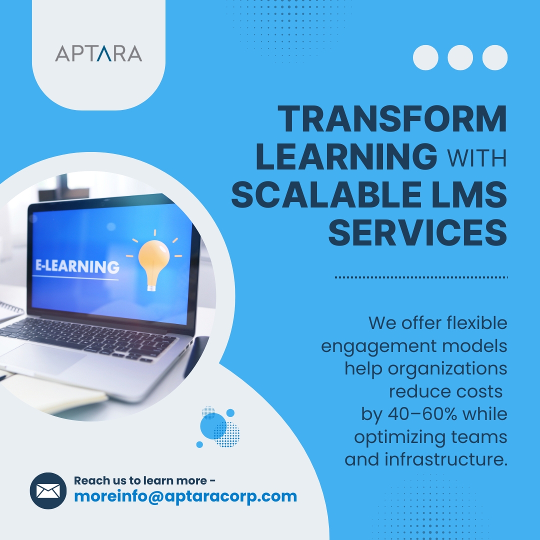 Aptara's tweet image. Why settle for rigid learning platforms? With Aptara’s scalable LMS, you get flexibility, proven results, and up to 60% cost savings. Smarter teams, lower costs, future-ready learning, let’s make it happen! 🚀
#Aptara #LMSServices #LearningMadeEasy #EdTech