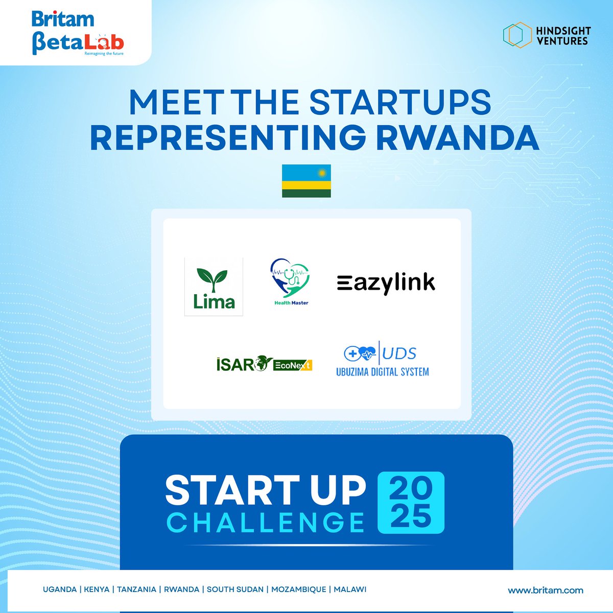 Rwanda’s next generation of innovators is here, bold, brilliant and ready for the world. Meet the top five startups from Rwanda taking the stage at the Britam BetaLab &amp; Hindsight Ventures Startup Challenge 2025 #StartupChallenge2025 #BritamBetaLab #BritamAt60 #FriendsForLife