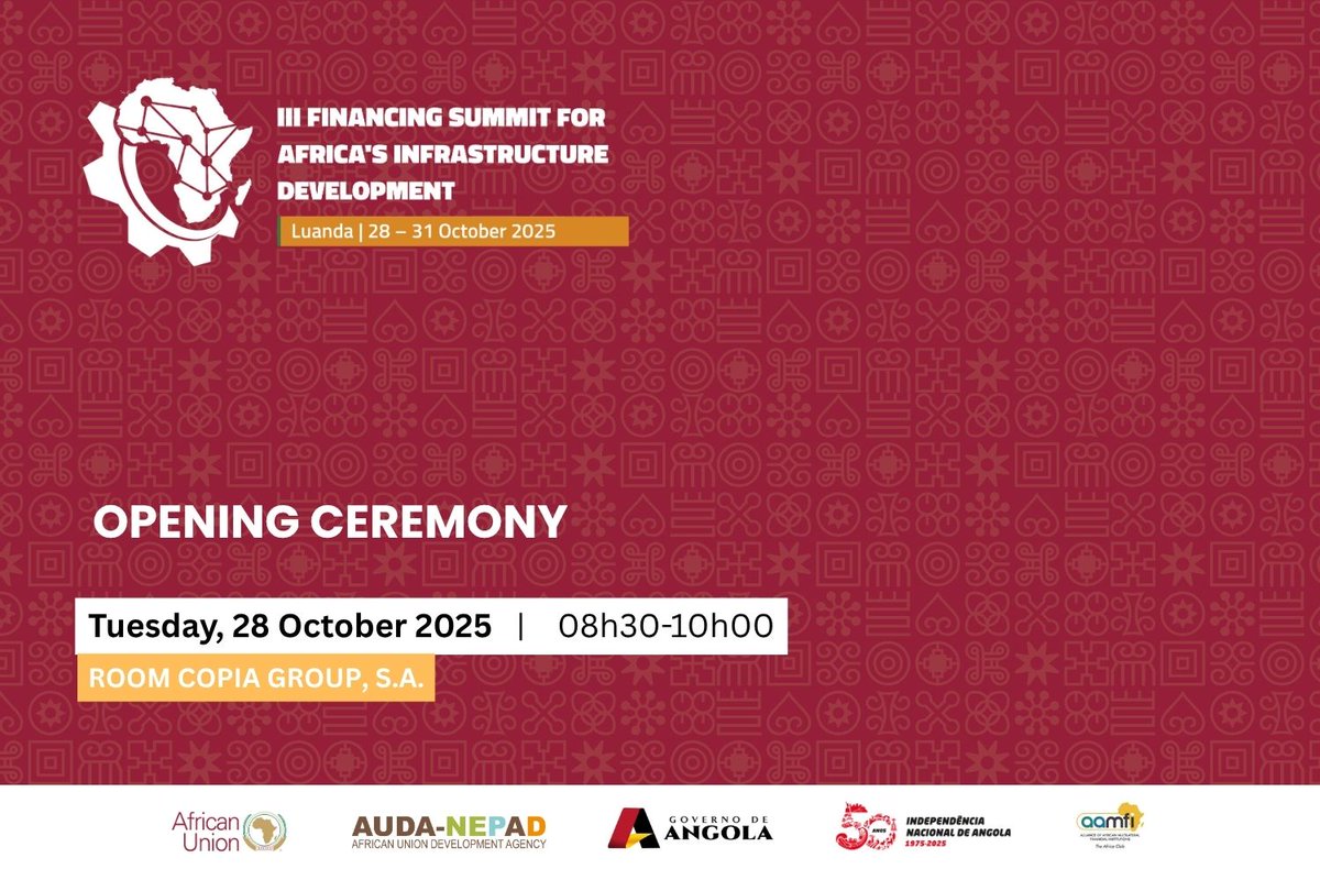 NEPAD_Agency's tweet photo. Today at the Luanda Financing Summit, there is a dynamic blend of strategic dialogue on investment matching and innovation to accelerate infrastructure development across Africa. Watch it live here: https://t.co/zer5dwG71h #LFS2025 #AUinAction #LeadershipForDevelopment #InvestAfrica #Agenda2063