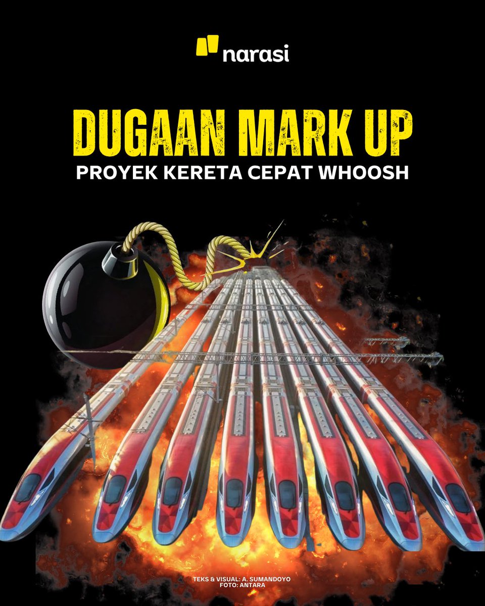 KPK resmi menyelidiki dugaan korupsi proyek kereta cepat Whoosh. Isunya: ada dugaan mark up biaya dalam proyek ini dan bahkan biayanya 3 kali lipat dari proyek serupa di China.

Nilai proyeknya Rp118 triliun, sebagian besar proyek ini dibiayai utang. Kini, KPK bahkan berpeluang