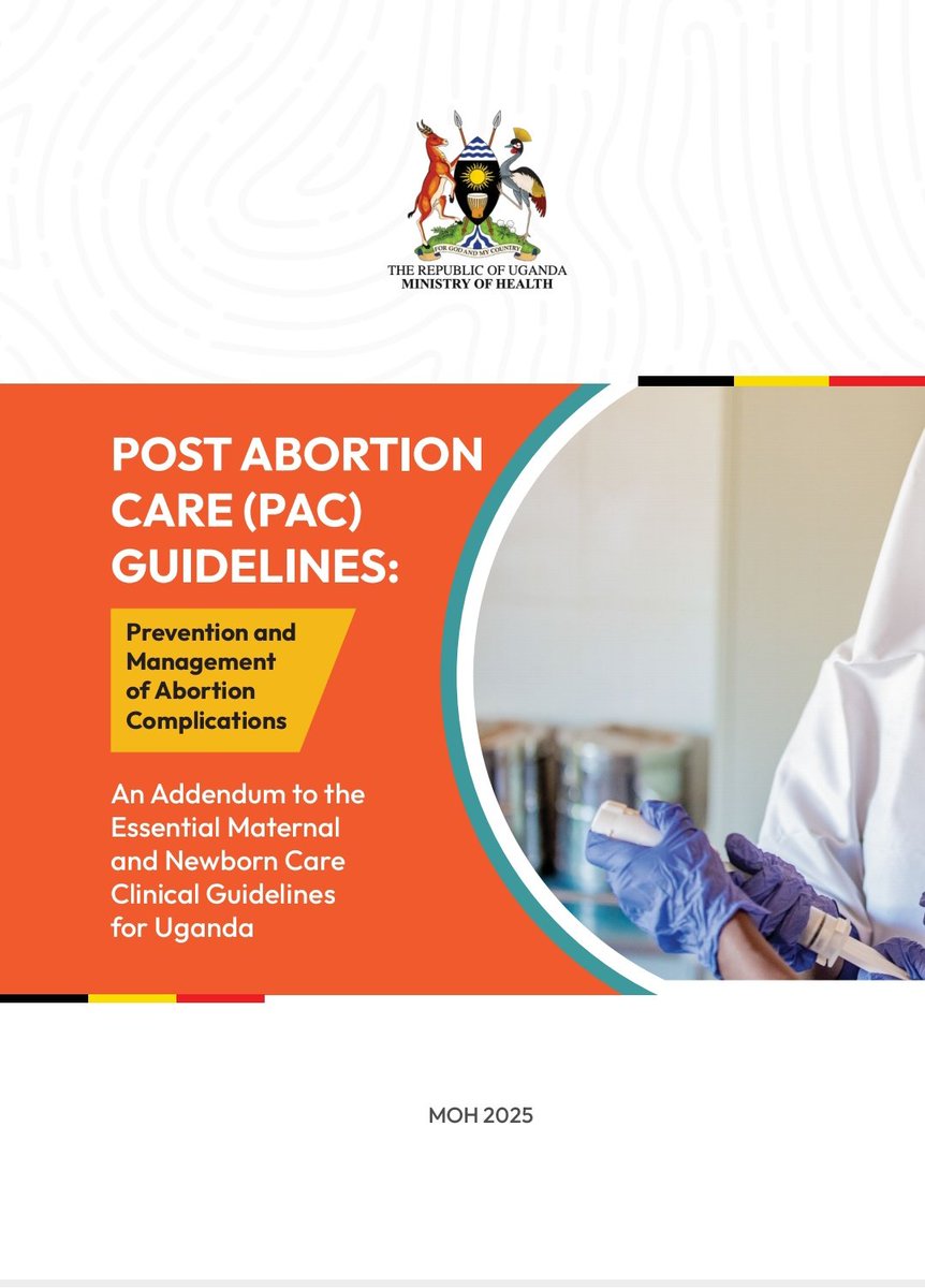 Have you seen these beautiful guidelines about Post Abortion Care (PAC) in UGANDA by <a href="/MinofHealthUG/">Ministry of Health- Uganda</a> ?
It's an addendum to the Essential Maternal and Newborn Care Guidelines.

Found all this in our channel 
t.me/MakCHSmedical2…