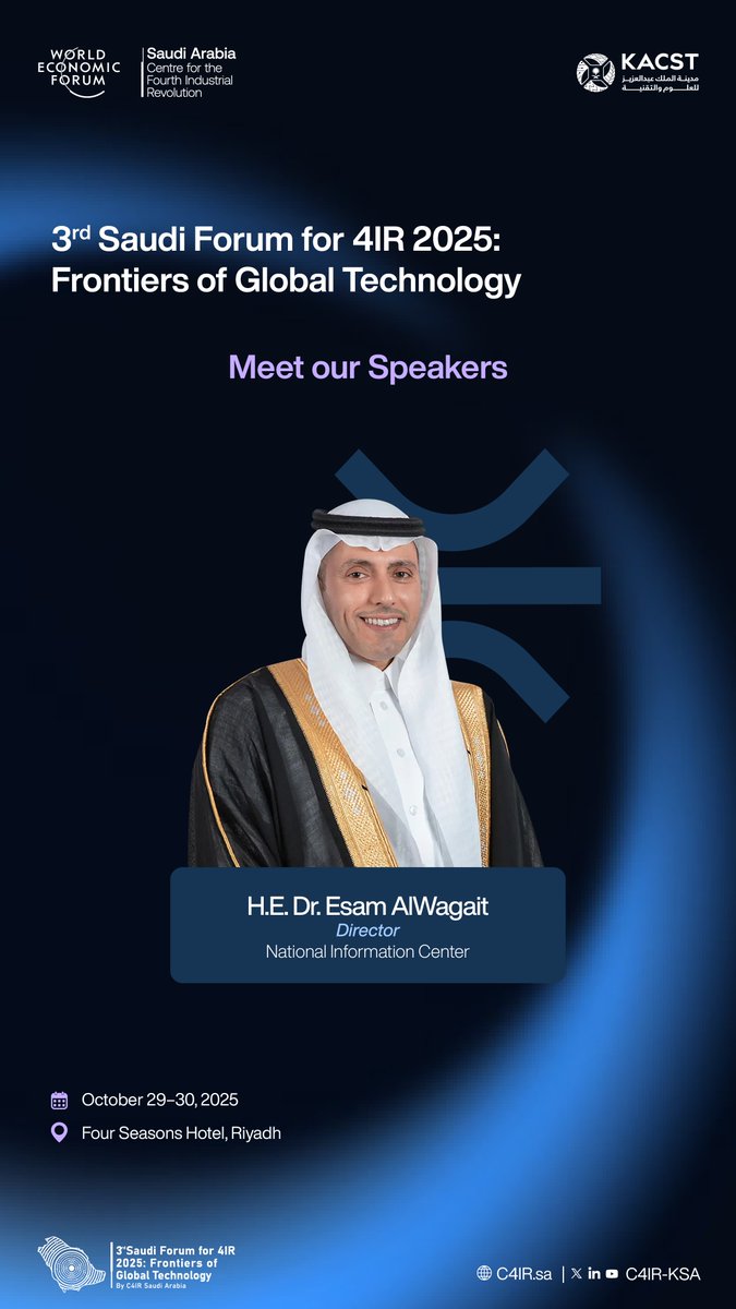 C4IR_KSA's tweet photo. Their Excellencies will join the Forum to share strategic perspectives on innovation and sustainability to advance national goals and build a future-ready economy. Attend the Forum and be inspired by these visionary leaders.

#3rdSaudiForum4IR https://t.co/nOnXo9t5xf