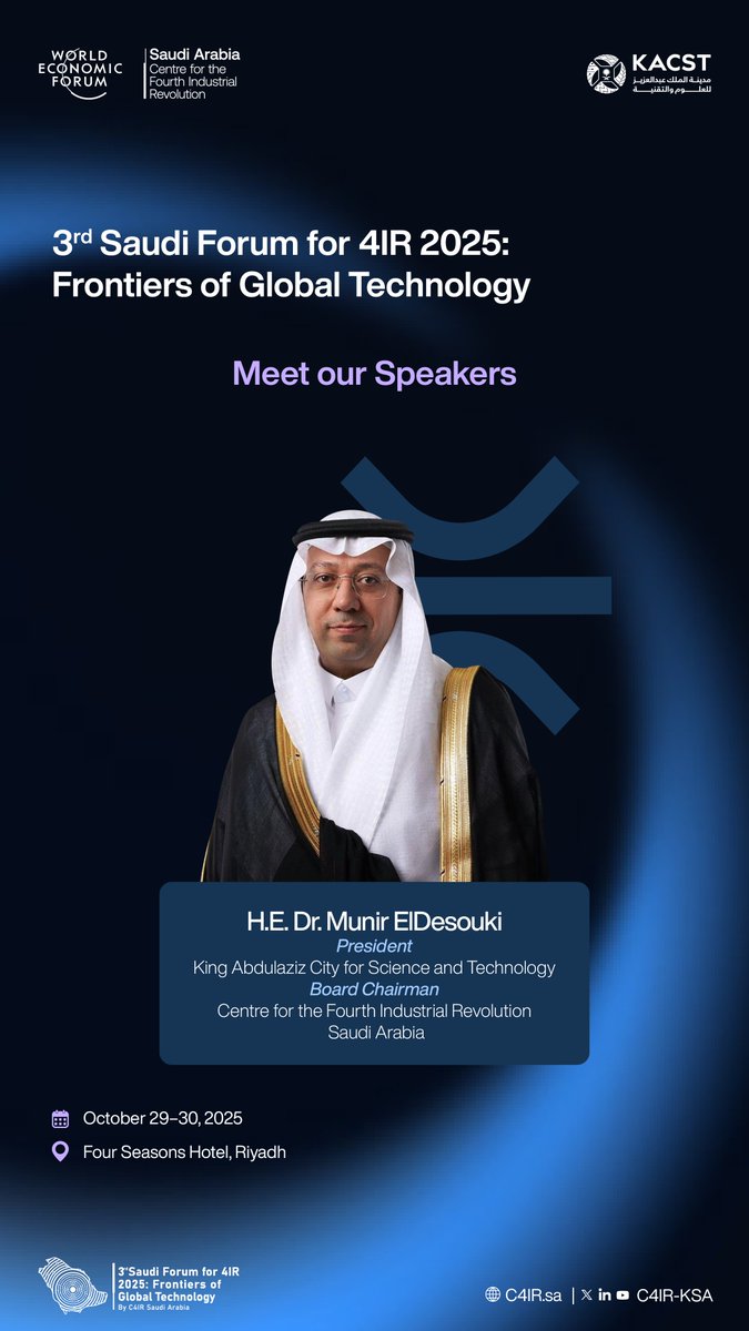 C4IR_KSA's tweet photo. Their Excellencies will join the Forum to share strategic perspectives on innovation and sustainability to advance national goals and build a future-ready economy. Attend the Forum and be inspired by these visionary leaders.

#3rdSaudiForum4IR https://t.co/nOnXo9t5xf