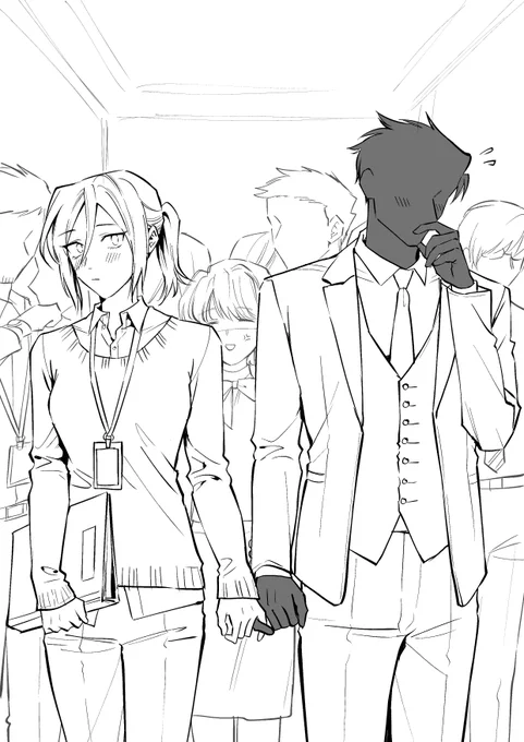 They flirting in the elevator 👀
#mybossdoesnthaveaface

I'm trying a new inking style here. Not sure if people see the difference. 