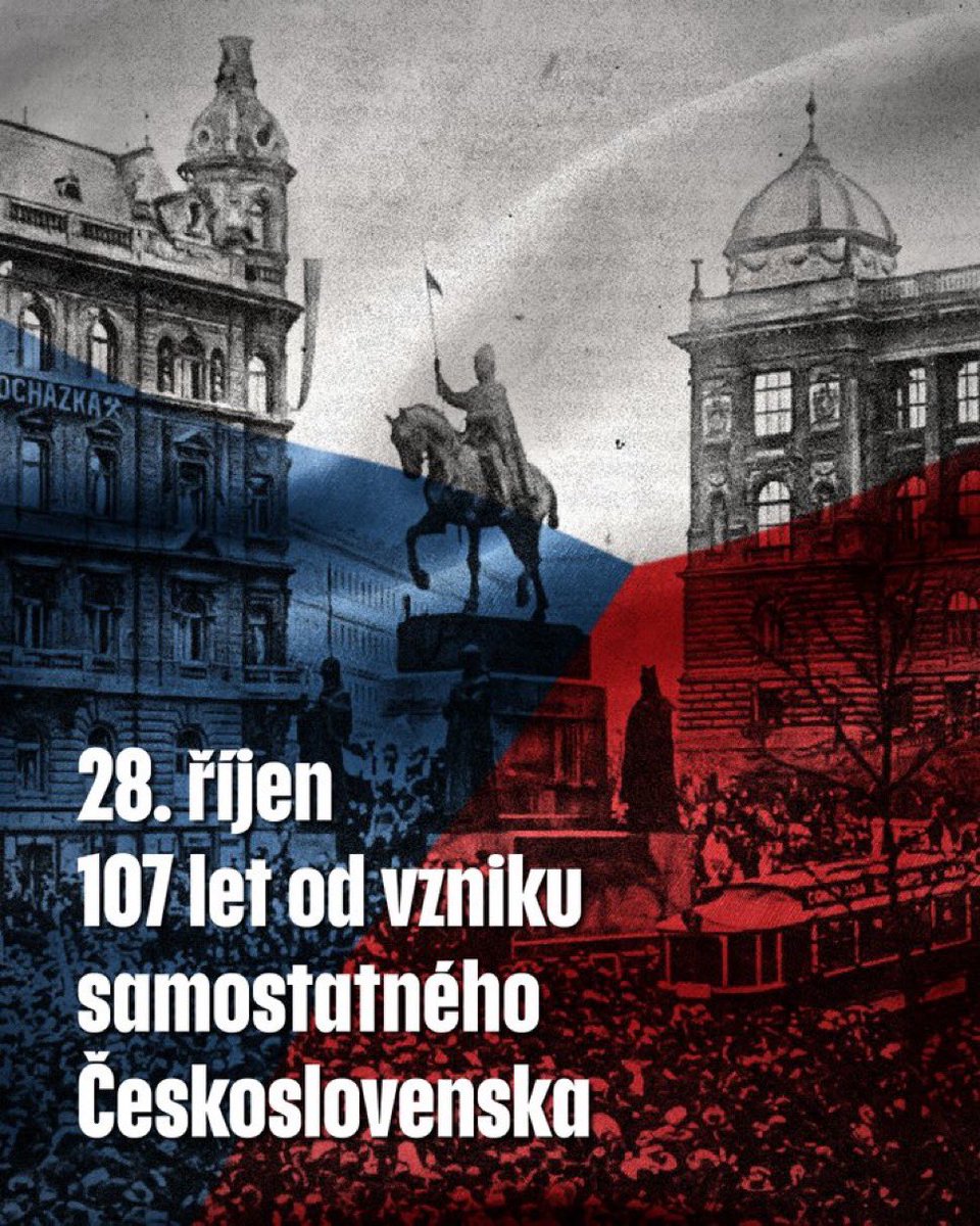 LiborHoppe's tweet image. 🇨🇿 28. říjen – Den vzniku samostatného Československa 🇨🇿

Dnes si připomínáme okamžik, kdy se před 107 lety zrodil svobodný český stát.
Naši předkové tehdy dokázali nemožné – spojili odvahu, rozum i víru v budoucnost a postavili základy republiky, která stojí na svobodě,…