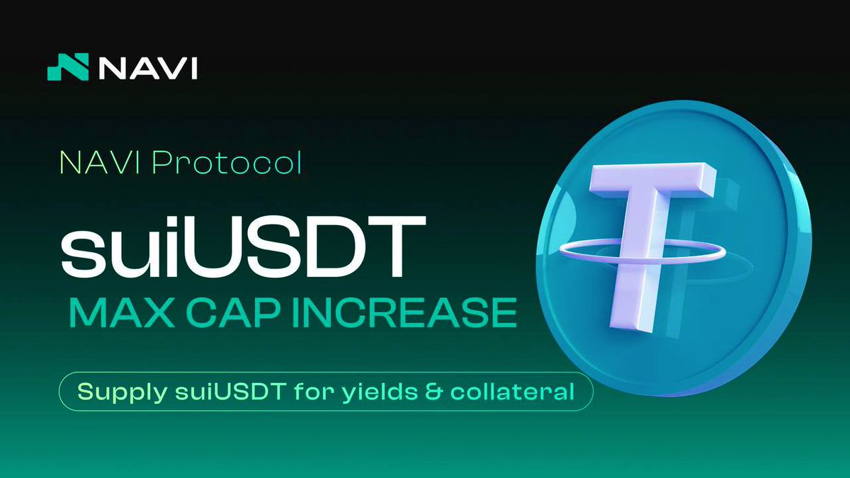 Heisbenjames's tweet photo. NAVI just turned the dial up again 🔥
The cap for suiUSDT has officially been boosted to $60M.
That means more room for you to earn, borrow and build across the @SuiNetwork ecosystem.
#NAVIProtocol #SuiNetwork #DeFi #suiUSDT #YieldStrategy #Liquidity https://t.co/HFn60bYoIz