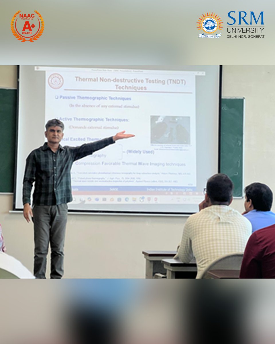 SRMH_University's tweet image. Seminar on “Smart Sensors &amp;amp; Intelligent Systems” by Prof. Ravibabu Mulaveesala, IIT Delhi explored AI-driven sensing, data fusion &amp;amp; real-time analytics. Students gained insights on research &amp;amp; innovation.

#SmartSensors #IITDelhi #ECE #Innovation #Research