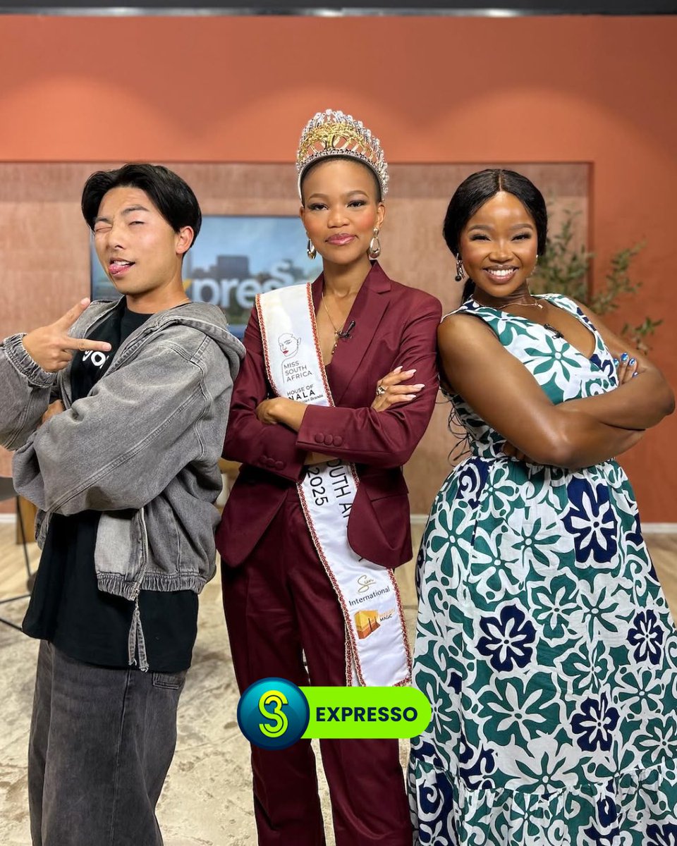 SABC3's tweet photo. [PR]: @official_misssa 2025, @qhawemazaleni , stopped by the @expressoshow studios to share her passion for bridging cultural and linguistic gaps and empowering young voices across the nation. 

#S3OpenUp #OpenUpMoreConversations https://t.co/q9tX5ZxQlt