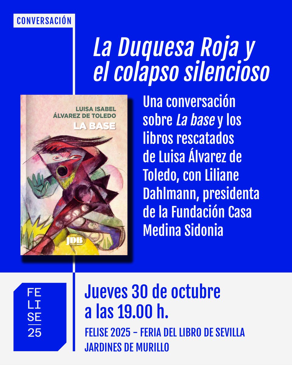 Y también este jueves, haciendo doblete, pero a las 19:00, Lilianne Dahlman y un servidor presentamos La Base, novela de Luisa Álvarez de Toledo que hemos rescatado en <a href="/JotDownSpain/">Jot Down Magazine</a>