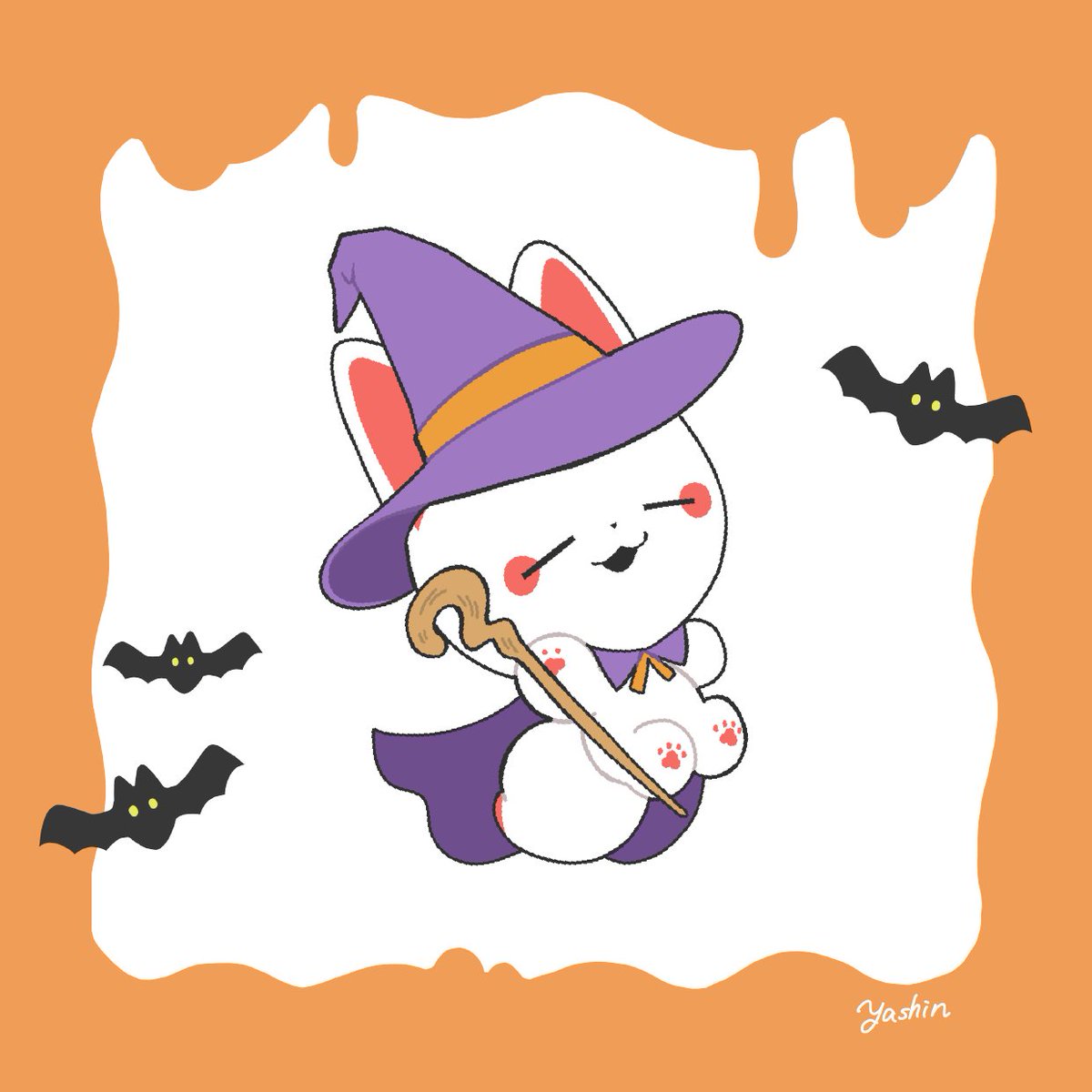 「日頃の感謝を込めて、ハロウィン仕様のかみさまキツネ+αアイコン用イラストを作成し」|ヤシン/悪ハム2巻出た！のイラスト