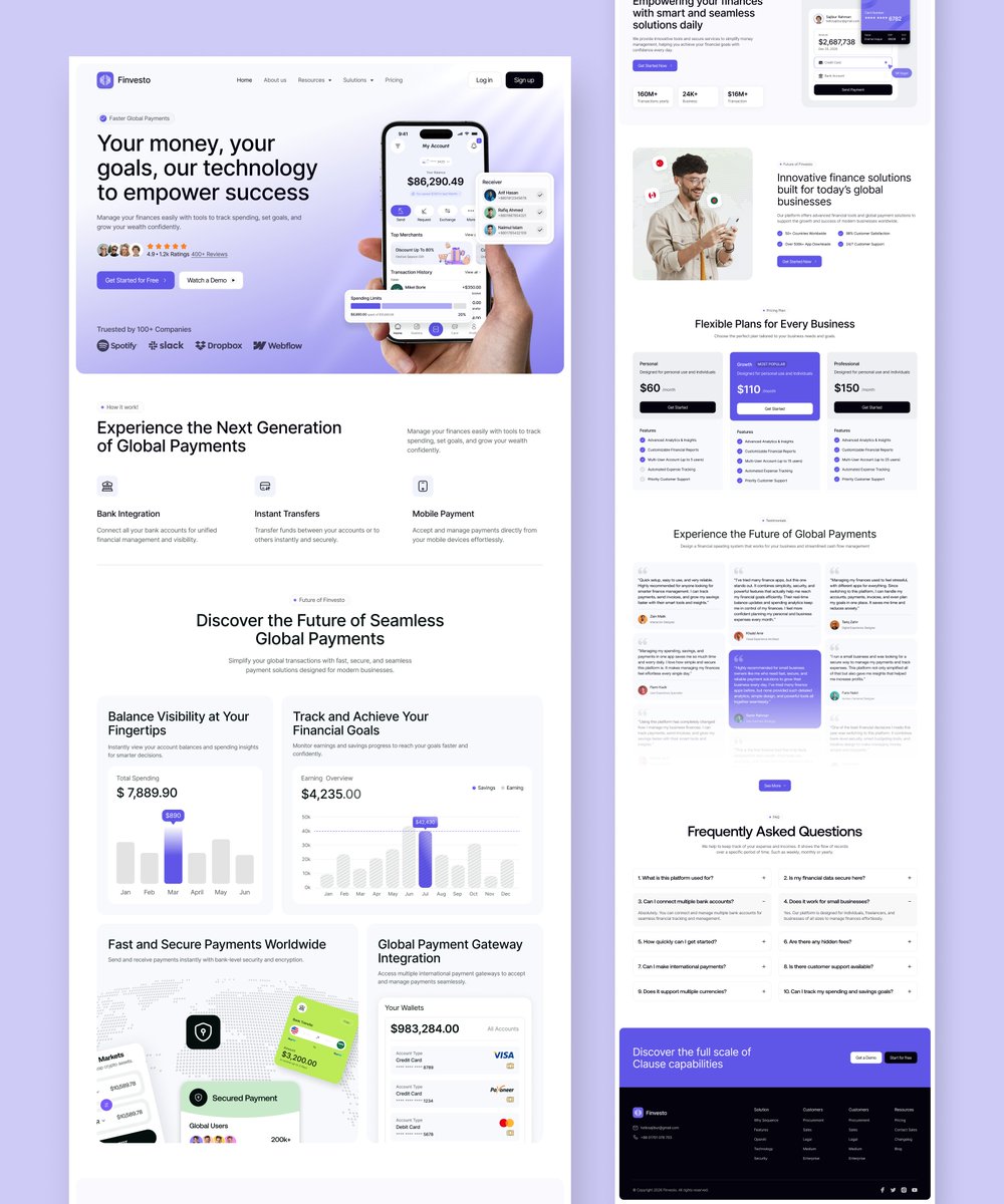 sajiburdesign's tweet image. Fintech SaaS Landing Page Design