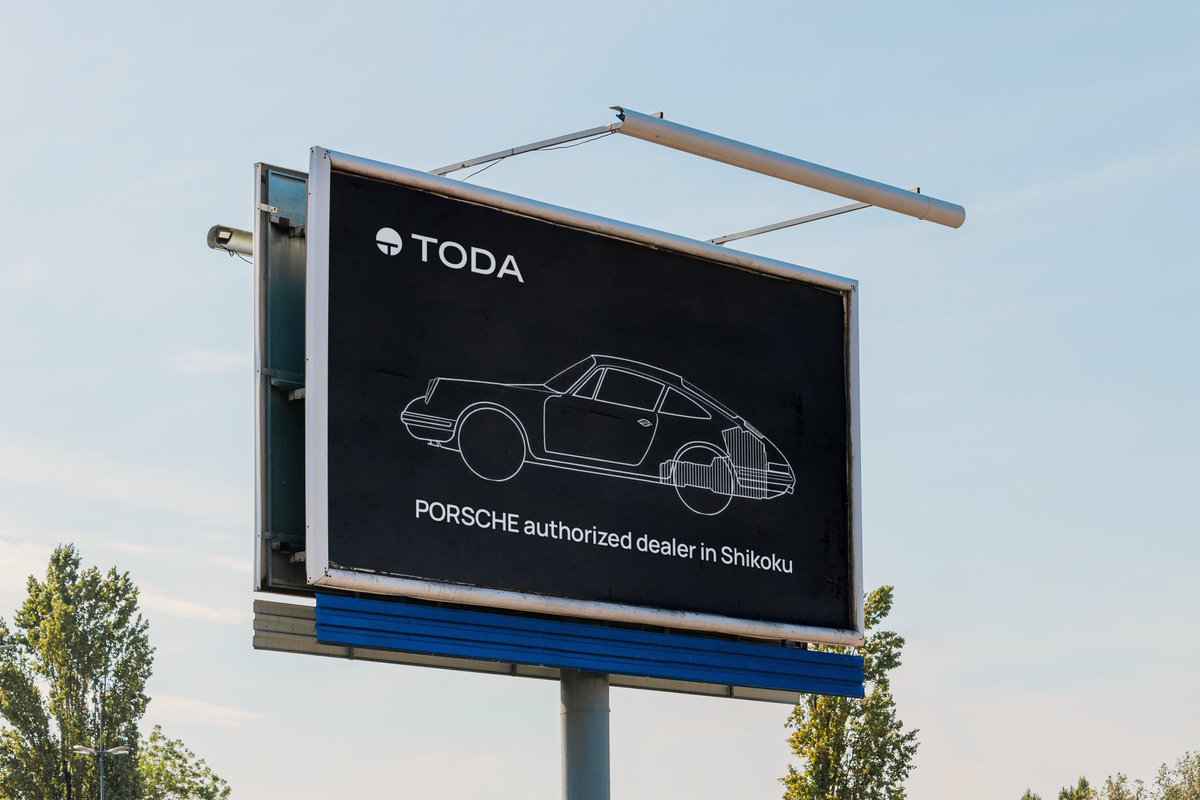ylprojectsinc's tweet image. ポルシェ高松｜TODA株式会社　コーポレートブランディング

今回制作した新しいロゴは、フレームを超えて伸びる「T」のラインによって、「境界を超えて考える」TODAの精神を象徴しています。