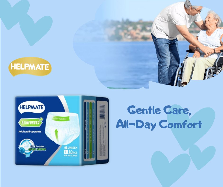 HelpmateDiaper's tweet image. Helpmate Adult Pull-Up Pants = dignity + dryness + comfort.
🌊 Dual core absorption | 🛡️ Double leak guards | 🍃 Breathable, skin-friendly
📦 M/L/XL | MOQ 100 polybags
🔗 helpmatediaper.com/Adult-Pull-Up-…
📧 amy@helpmatediaper.com

#Helpmate #ElderCare #B2B