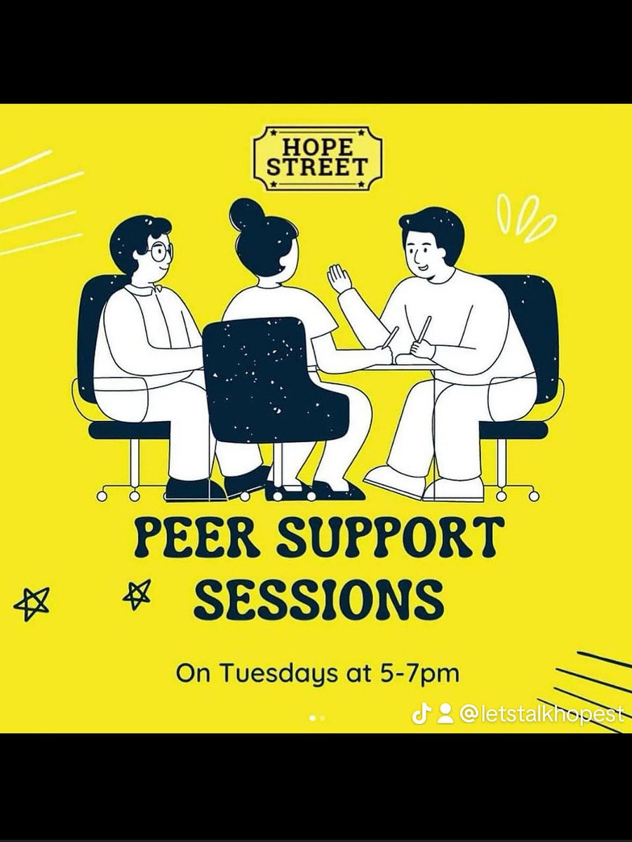 letstalkhopest's tweet image. Hope Street invites you to a safe space every Tuesday from 5-7pm, where individuals affected by mental health can gather, share stories, and find validation with peers and experienced professionals.
#peersupport #mentalhealth #RecoverySupport