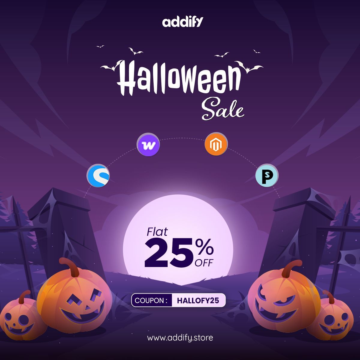 Addify2's tweet image. 𝗧𝗵𝗲 𝗴𝗵𝗼𝘀𝘁𝘀 𝗮𝗿𝗲 𝗮𝗹𝗶𝘃𝗲, 𝗮𝗻𝗱 𝘀𝗼 𝗮𝗿𝗲 𝘁𝗵𝗲 𝗱𝗲𝗮𝗹𝘀!
Haunt-the-Deal with 𝟮𝟱% 𝗢𝗙𝗙 𝗮𝗹𝗹 𝗔𝗱𝗱𝗶𝗳𝘆 𝗲𝘅𝘁𝗲𝗻𝘀𝗶𝗼𝗻𝘀  — from Oct 28 to Nov 4.
No tricks. Just tech treats. 💀
#HauntTheDeal #Addify #SaaS #HalloweenSale #Ecommerce