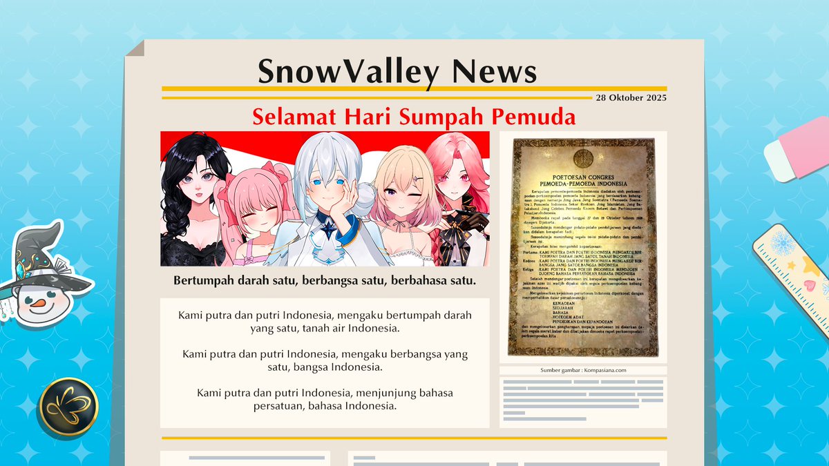 Selamat Hari Sumpah Pemuda

Tetap bersatu, kuat, dan semangat wahai pemuda Indonesia!!