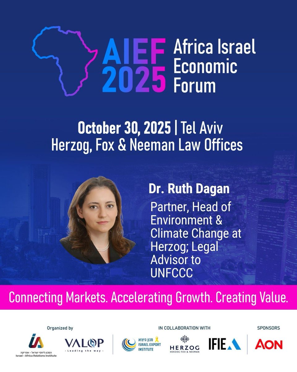 Dr. Ruth Dagan, Partner and Head of Environment &amp; Climate Change at Herzog, Fox &amp; Neeman, and Legal Advisor to the UNFCCC, will join AIEF 2025 to address the intersection of environmental policy, climate innovation, and sustainable finance.

Her session will explore how legal