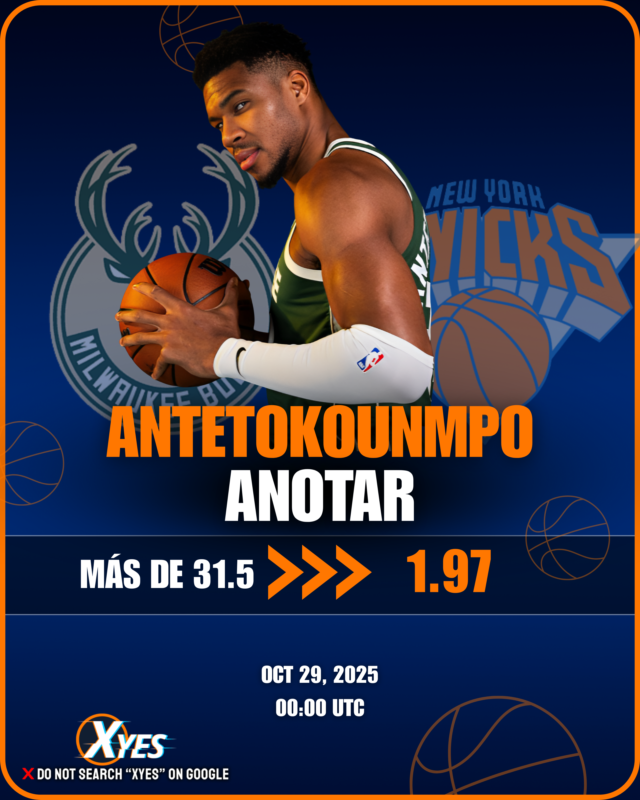 XYesofficialES's tweet photo. ¡Alerta de Apuesta al Jugador!

Giannis Antetokounmpo Más de 31.5 puntos vs New York Knicks 🏀

¿Podrá el Greek Freak dominar otra vez? 

#NBAProp #GreekFreak https://t.co/NiHcQ6j5ID