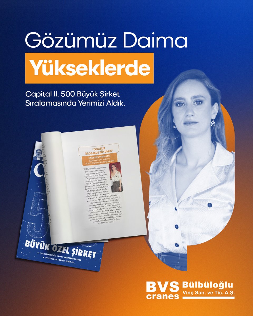 bvscrane's tweet photo. We’re proud to announce that BVS Cranes has been ranked among the Top 500 Largest Private Companies in Türkiye, as listed by Capital Magazine. 🏆 https://t.co/cKC6Vmi7WC