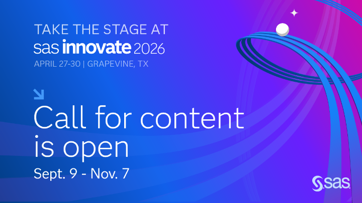 alalawe_abdul's tweet image. Think thousands of data and AI lovers, epic ideas, and some serious innovation vibes—all at SAS Innovate 2026. Call for Content submissions are open through Nov. 7, so don’t sleep on it—get yours in. #SASInnovate #SASAnalytics Explorers #SASAdvocacyProgr infl.tv/pyfc