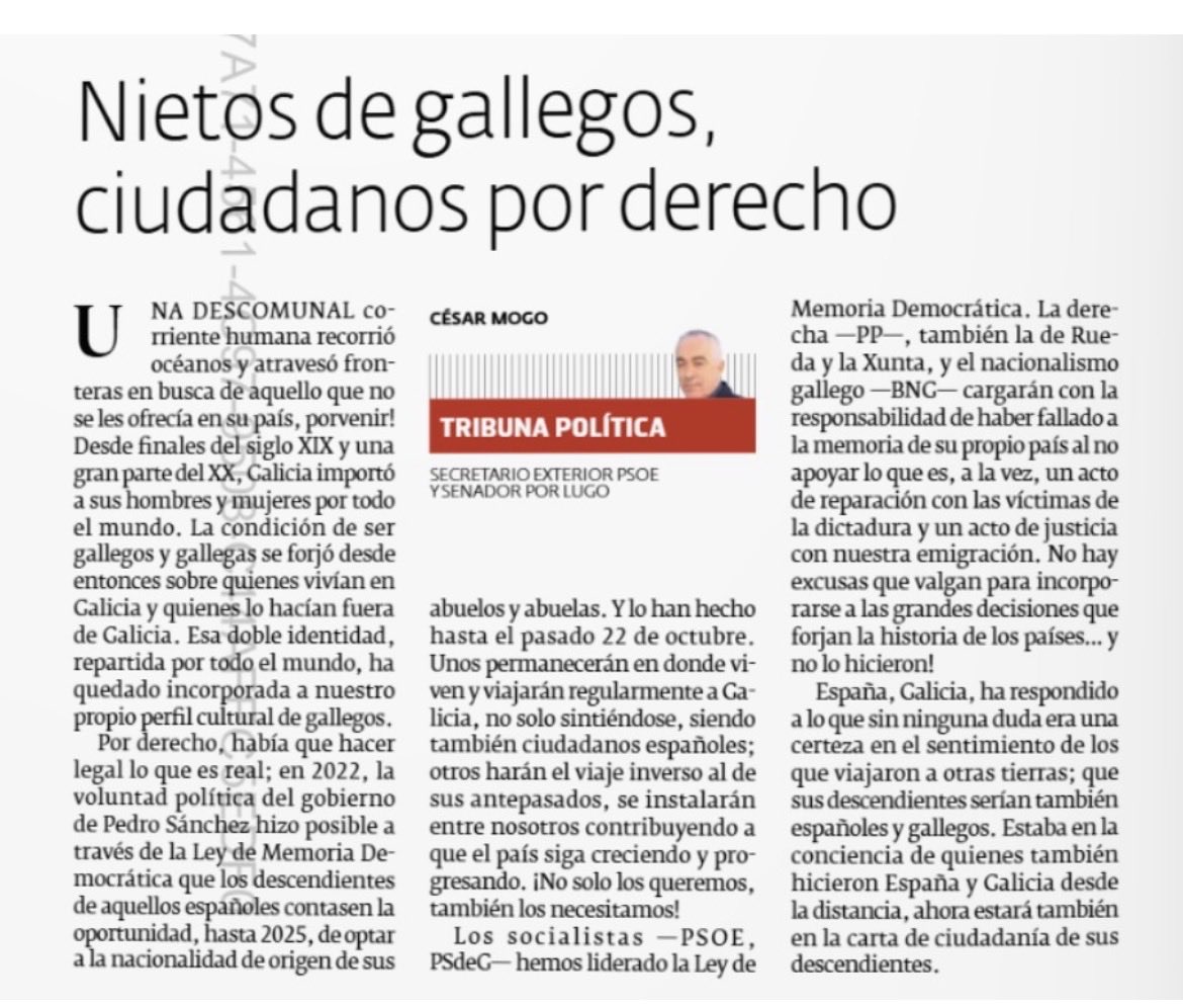 los socialistas reconocimos el
 derecho d los descendientes, PP y BNG no los apoyaron.
en <a href="/elprogreso_Lugo/">El Progreso de Lugo</a> 

<a href="/PSOE/">PSOE</a> <a href="/PsoeLugo/">PSdeG-PSOE Provincial Lugo</a> <a href="/gpssenado/">PSOE SENADO</a> <a href="/socialistas_gal/">PSdeG Socialistas de Galicia</a> <a href="/psoeargentina/">PSOE Argentina</a>