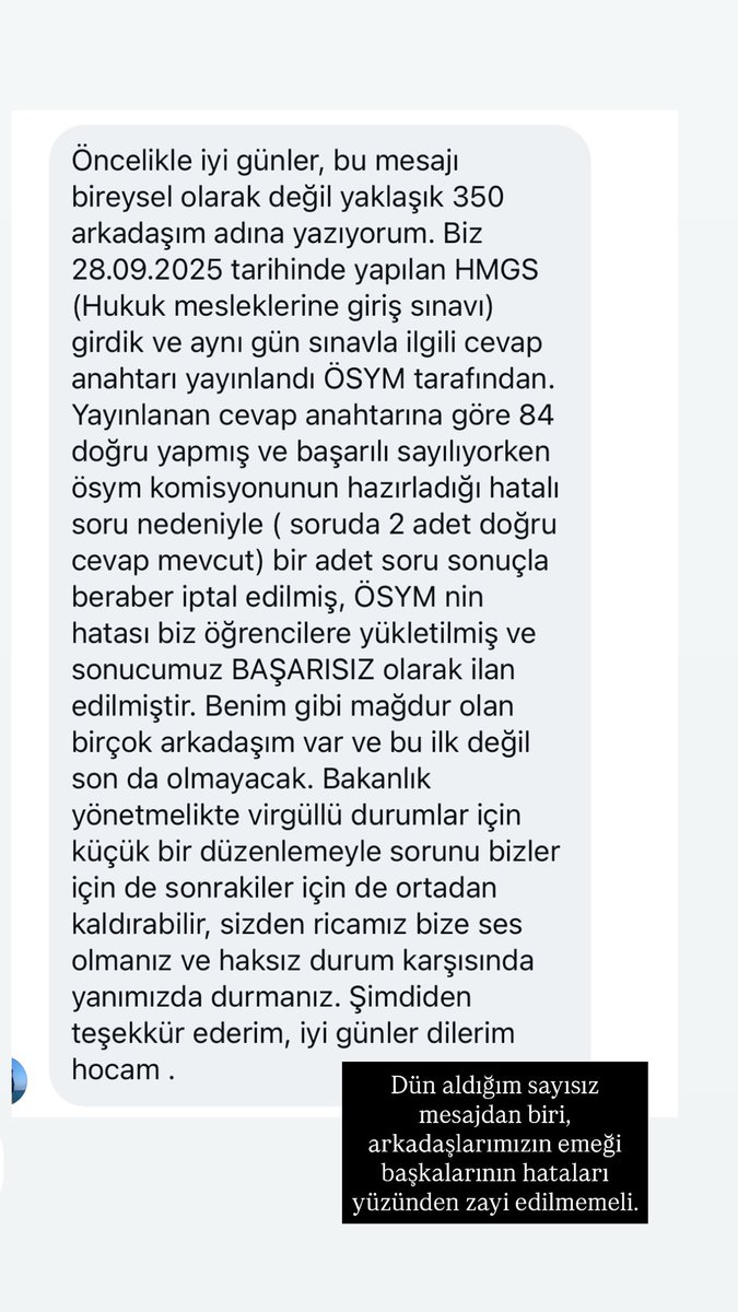 HMGS mağduru arkadaşlar bu taleplerinde vicdanen haklıdır. Oyunun kuralları oyun içinde değiştirilmemelidir. Başkalarının hatalarının bedelini gençler ödememelidir.