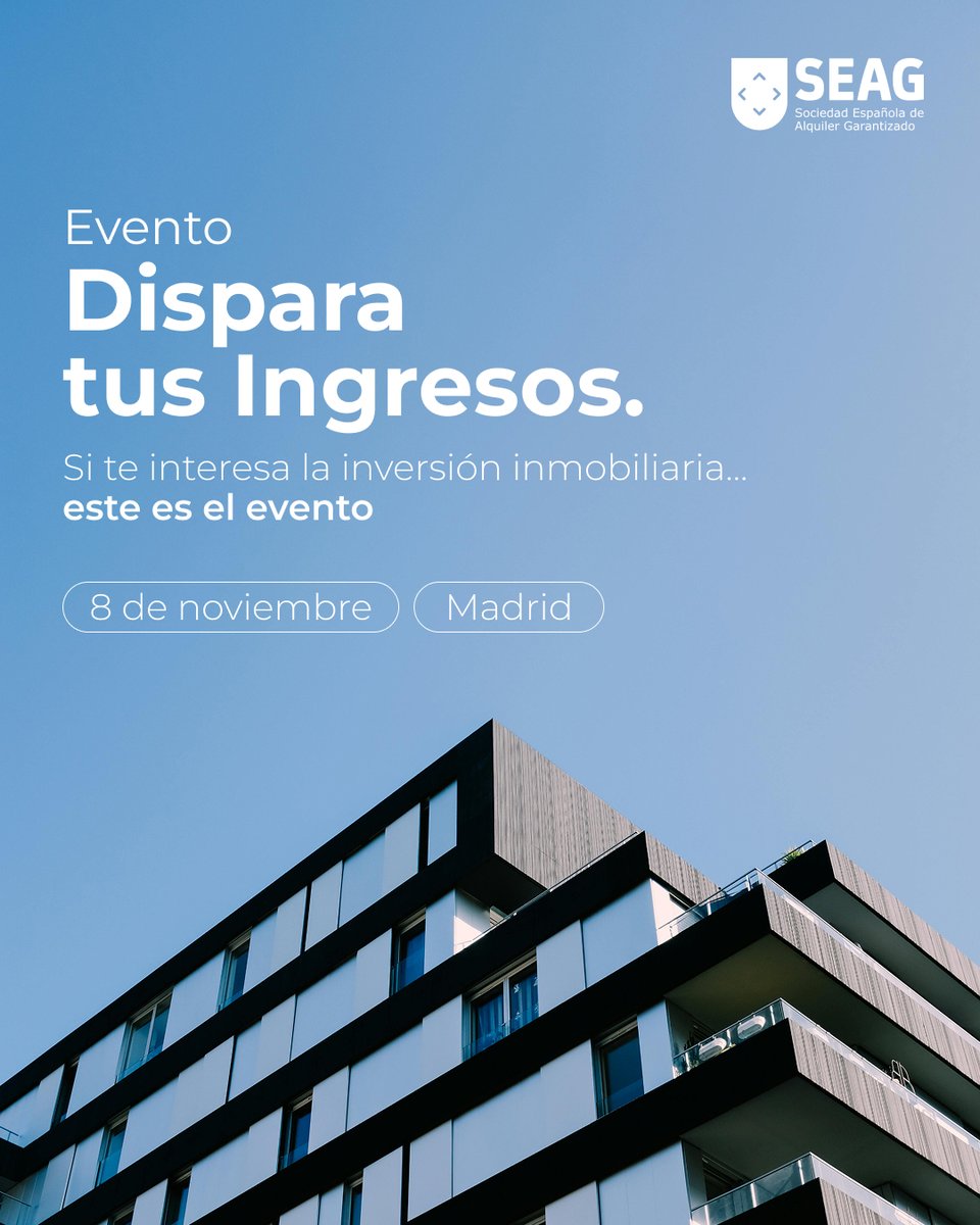 🚀 Este 8 de noviembre estaremos en Dispara tus Ingresos, el evento que reúne a inversores y emprendedores del sector inmobiliario. Como patrocinadores oficiales, desde #SEAG apoyamos las ideas que ayudan a hacer crecer el patrimonio.

Más info👉 disparatusingresos.es