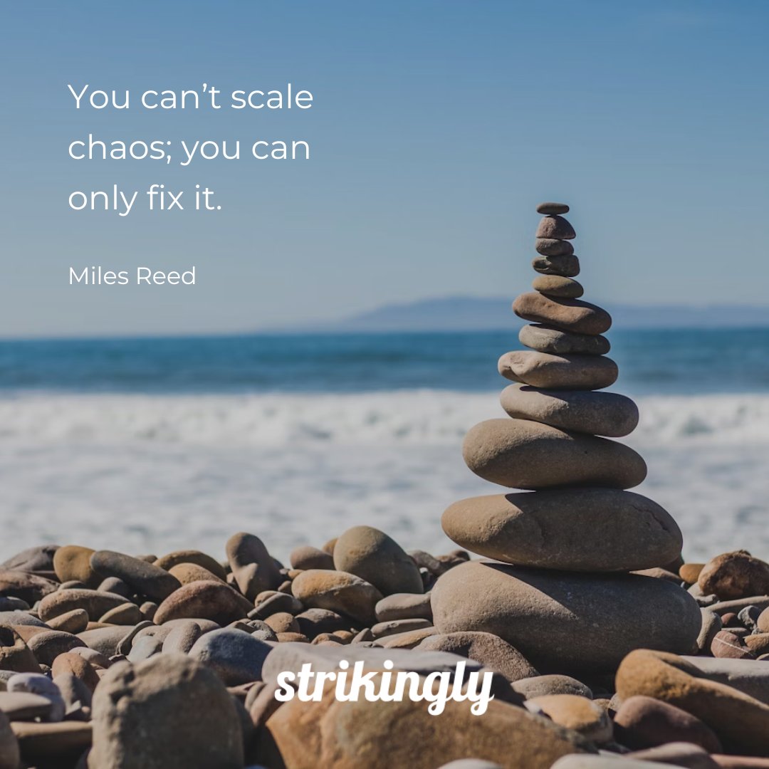 You can’t scale chaos; you can only fix it. — Miles Reed #inspirationalquotes #startupquotes #Strikingly