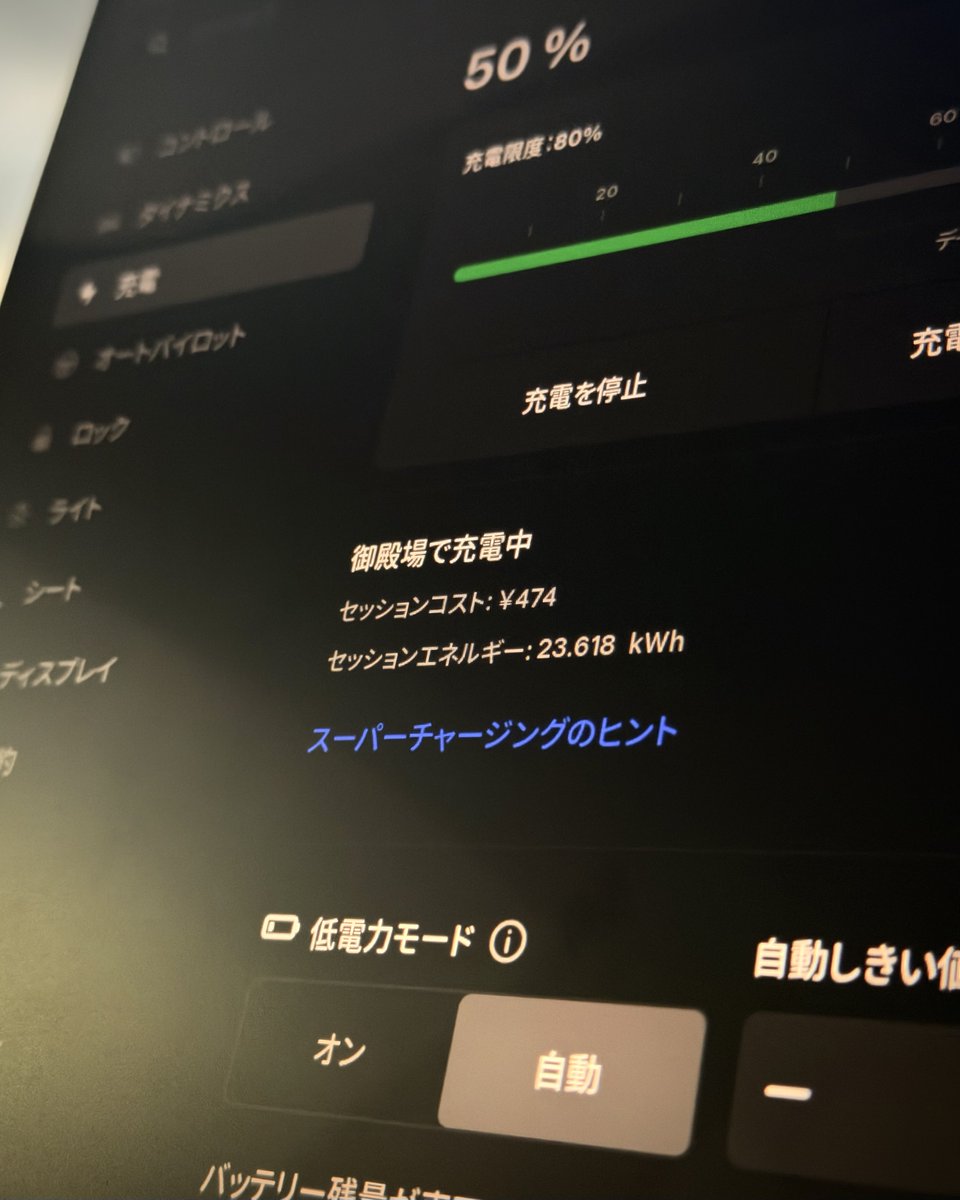 _333drive's tweet image. 御殿場SCで20%から50%まで充電したんだけど、こんなに安かったっけ！？

計算したら1kWhあたり約20円なんだけど！？😳

#テスラ #Model3