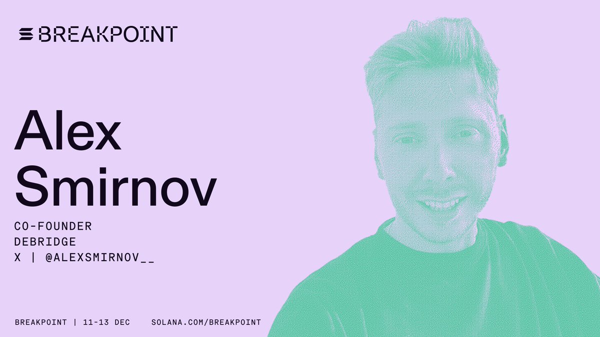 AlexSmirnov's tweet photo. Abu Dhabi, we’re coming 🇦🇪

I’ll be at @SolanaConf Breakpoint talking about the future of money on L1s — and unveiling a big update from deBridge on our mission to make onchain markets as open as the internet itself. https://t.co/t7w13qjMTc