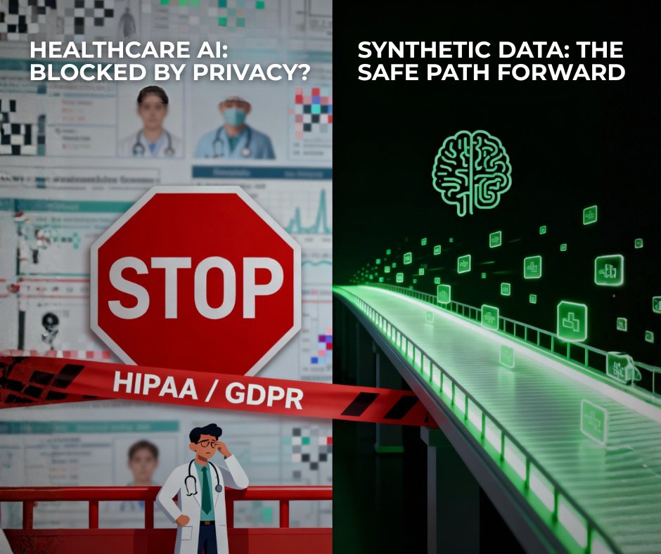 syncora_ai's tweet image. #HealthcareAI needs data, but privacy laws say “not so fast!” 👨‍⚕️

👉Synthetic data steps in to bridge the gap.
✅No PHI
✅No risk
✅Just privacy-safe #healtcaredatasets ready for #AItraining

Have #healthcare records? Turn it into synthetic datasets here: syncora.ai…
