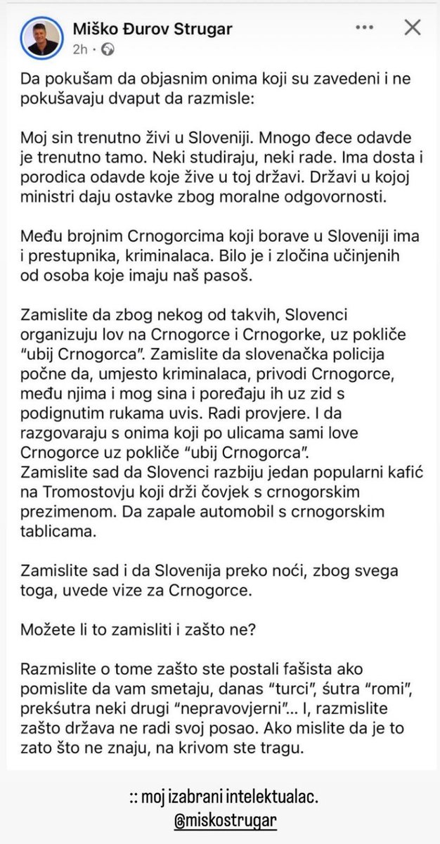 Bar pročitati, prije nego halaknete na koga, ako je naporno razmišljati. 
Nemam Insta, dobih snimljeno, pa evo 
                  👇
