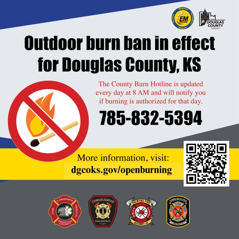 Douglas County has placed a burn ban in effect today, 10/28/25 .  Please be safe with all fuel sources and report smoke or fire immediately to 911.  Thank you.