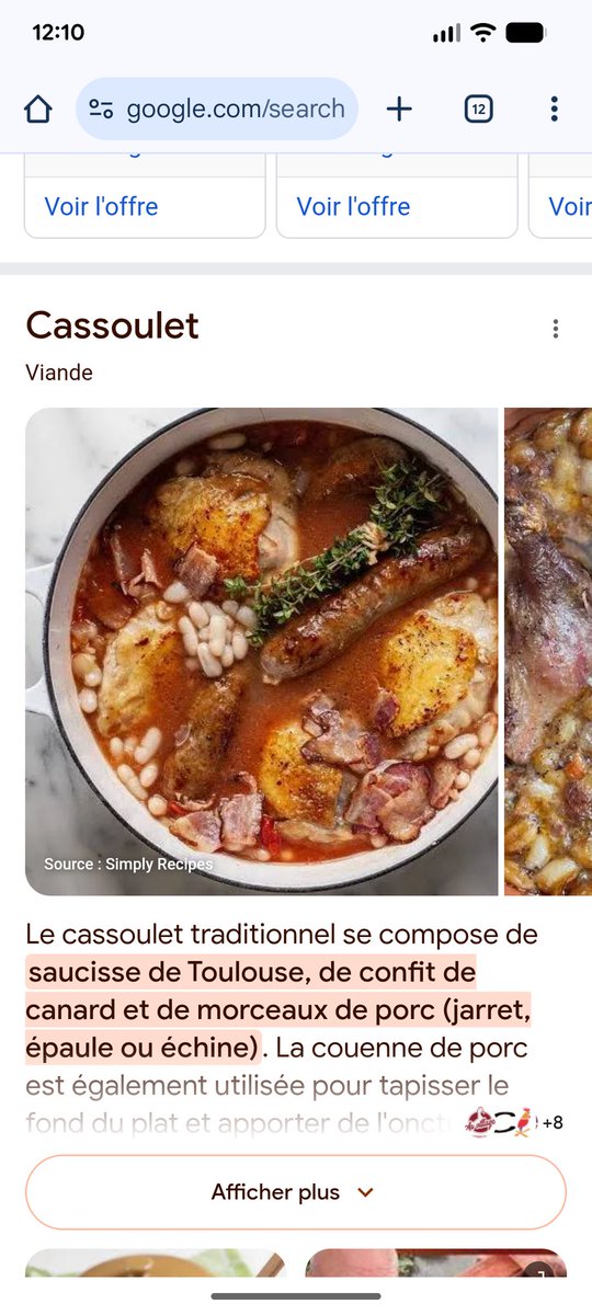 Camille1981's tweet photo. Aperçus IA confirmés mais plutôt sur des requêtes food classiques comme "cassoulet" ci-dessous #AIOverviews #SEO #GEO https://t.co/36K1Kf5Ta9