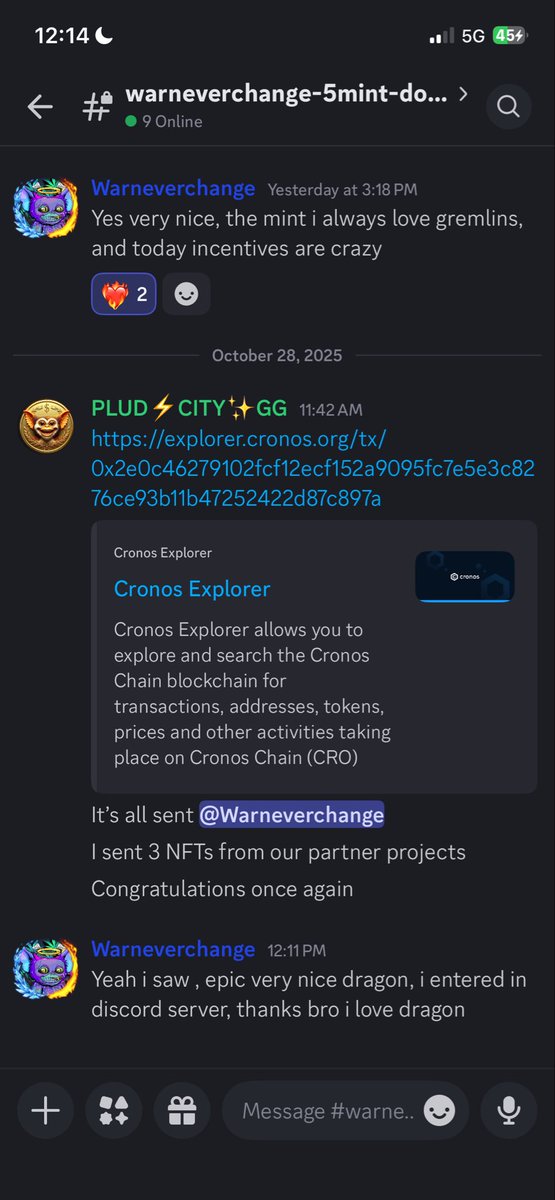 I did as promised! ✅
Congratulations <a href="/Warneverchang/">Wnc</a> on the epic mint 🎉
Your prize has been sent — what are you waiting for? Keep minting and hunting! 🔥
Join the Gremlin Genesis community and hunt for the next bounty 👾💰
