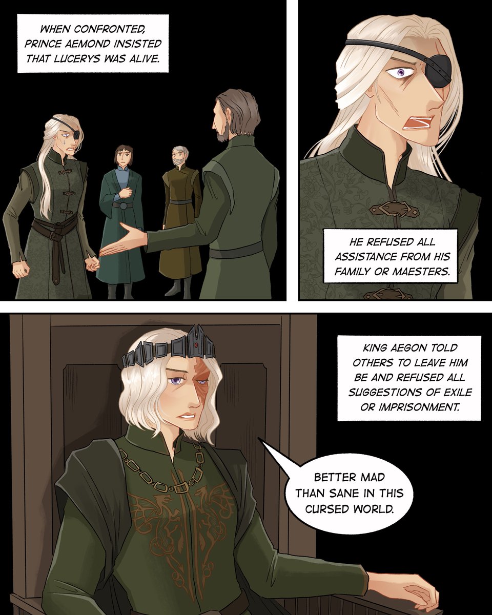 johanirae's tweet image. Rumours swirled in court that Prince Aemond has gone mad. (1/2)
#Lucemond
For #Hotd2025Bingo prompt “Deserted Island” and #lucemondhallows prompt “Mystery”